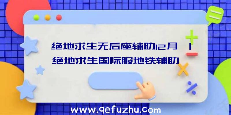 「绝地求生无后座辅助12月」|绝地求生国际服地铁辅助